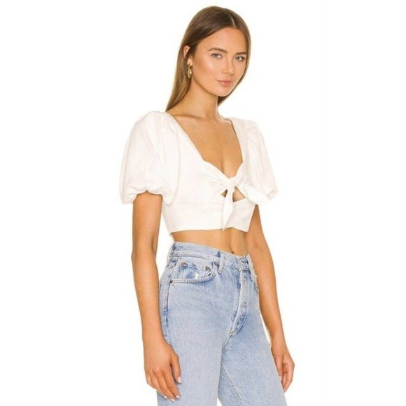 For Love And Lemons Jessie Crop Top in White Womens Size Small NWT $145 - Picture 3 of 16